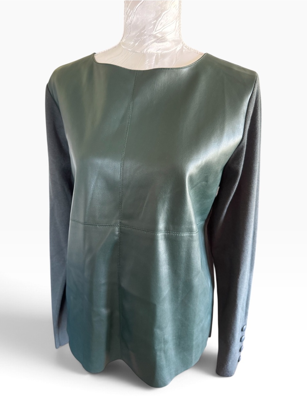 Sioni Milano Mixed Media Faux Leather Sweater NWT